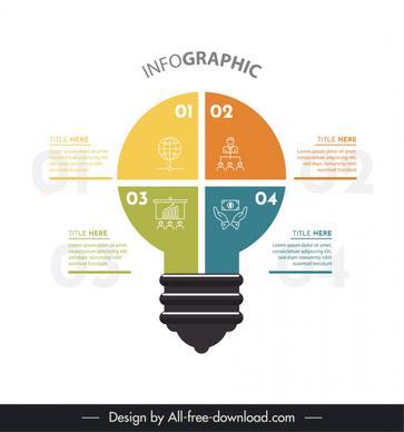 light bulb infographic symmetric flat design 