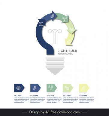 light bulb infographic template elegant bright arrows shape