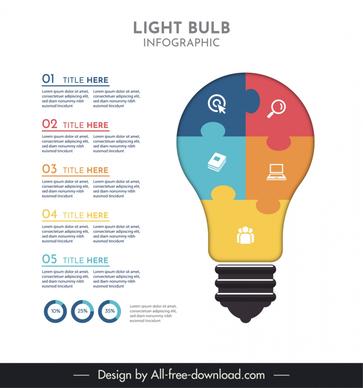 light bulb infographic template elegant flat jigsaw puzzles layout