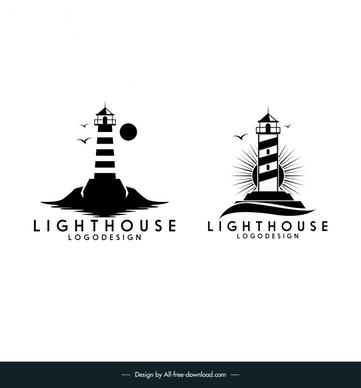lighthouse logo templates flat classical silhouette sketch