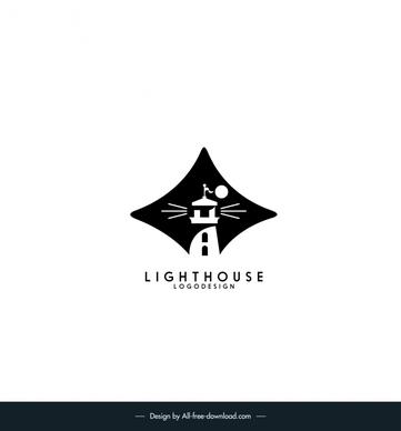 lighthouse logotype flat classical contrast black white outline 