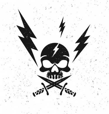 lightning background black white design skull sword icons