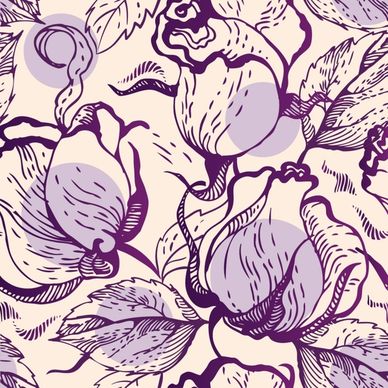 botanical pattern template classical handdrawn sketch