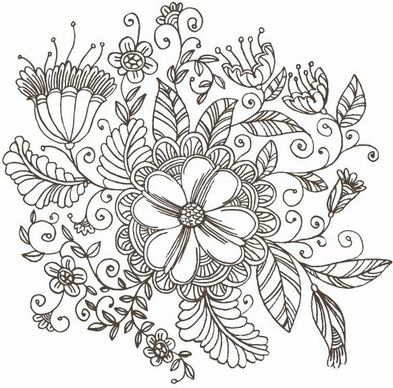 Line Drawing Swirl Flower Pattern Vector Graphic