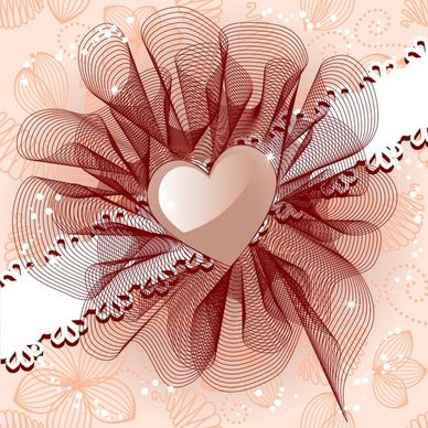romance background template 3d curves heart layout sketch