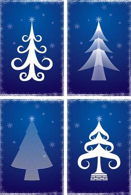 christmas background templates flat simple fir tree sketch
