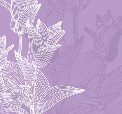 lines of flowers background free vector