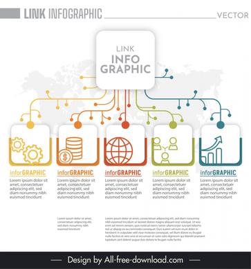 link infographic template flat lines branch chart connection 