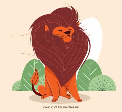 lion icon colored handdrawn cartoon sketch