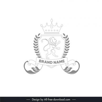 lion in royal style logo symmetric handdrawn outline 