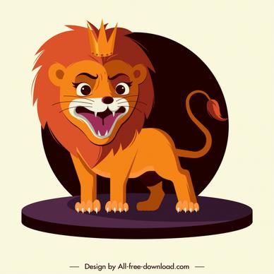 lion king icon roaring gesture cartoon design