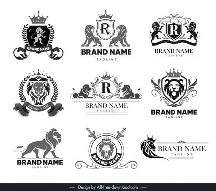 lion logo collections elegant  black white sketch