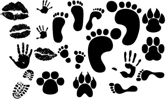 lip footprints shoe prints fingerprint vector