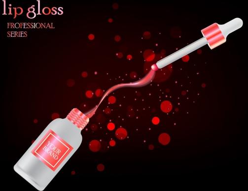 lip gloss advertisement red dark bokeh background