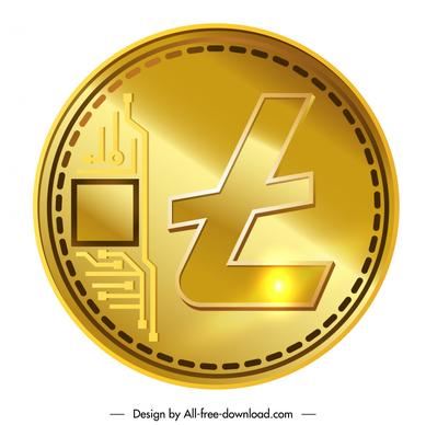 Litecoin dogotal coin sign icon shiny luxury golden design