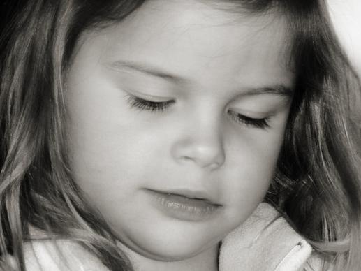 little girl black and white