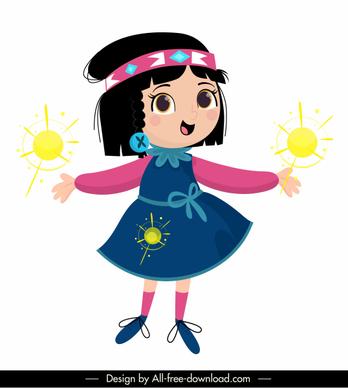 little girl icon cute cartoon character sketch