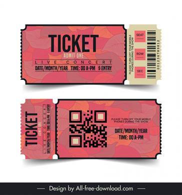 live concert ticket template flat classic handdrawn leaves 