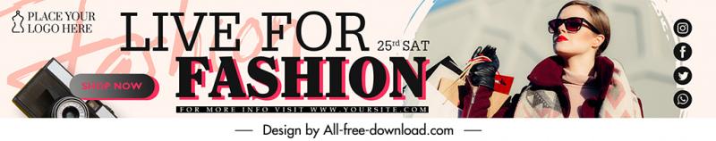 live for fashion channel banner template modern elegant realistic design
