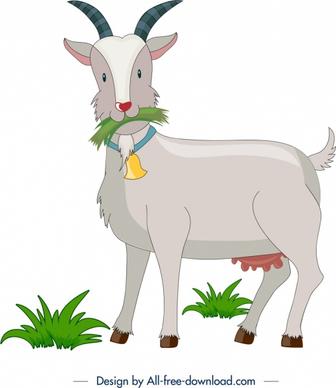 livestock background goat icon colored cartoon design