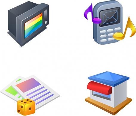 appliances icons colored 3d design