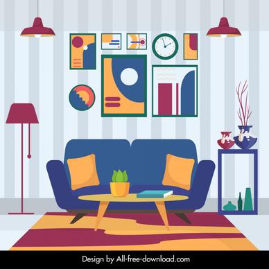livingroom interior decorative backdrop template contemporary design