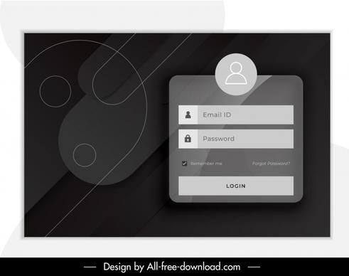 login webpage template black white technology geometric decor