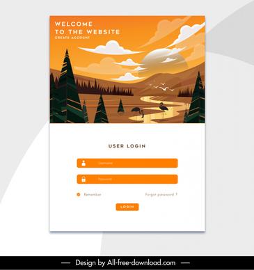 login webpage template nature scene design