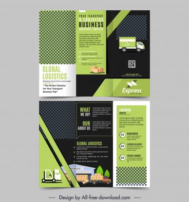 logistic brochure template contrast checkered geometry vehicle elements