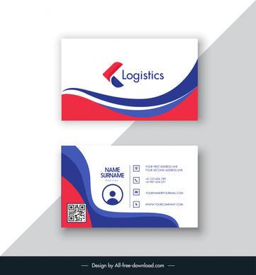 logistics business card template elegant flat curves geometric logo decor