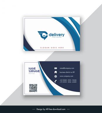 logistics business card template modern elegant contrast curves wing logotype decor