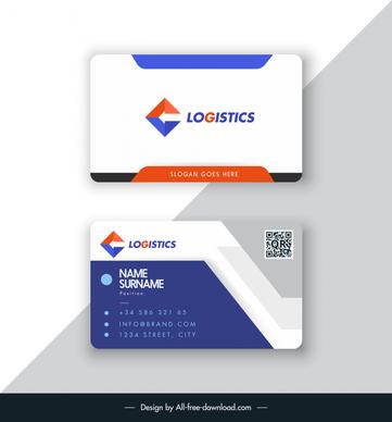logistics business card template modern elegant flat geometric logotype decor
