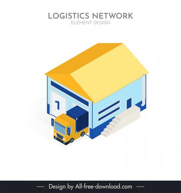 logistics design elements 3d warehouse truck sketch