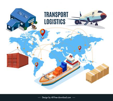 logistics transportation design elements 3d warehouse airplane box container sketch