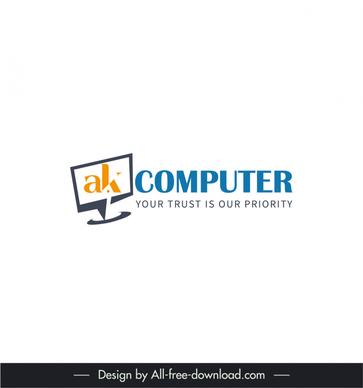 logo ak computer template computing screen sketch 