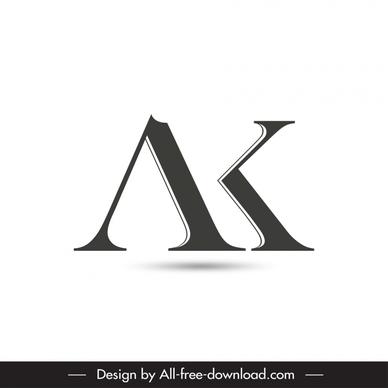logo ak template elegant flat modern black white outline 