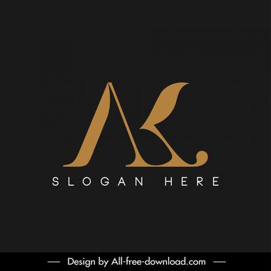 logo ak template modern flat elegant stylized texts sketch