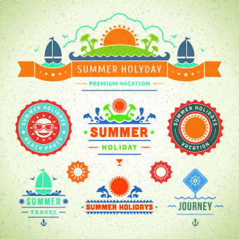 logo and label for summer holidays vector
