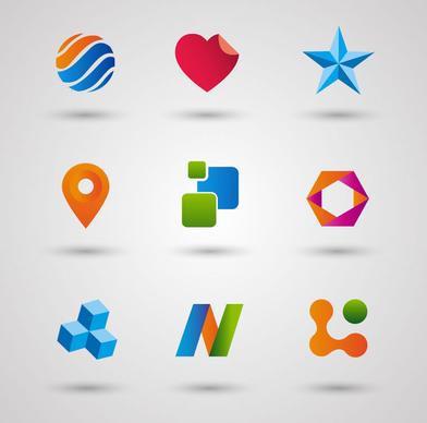 logo design elements with various shapes illustration