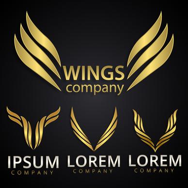 logo design elements with yellow wings illustration