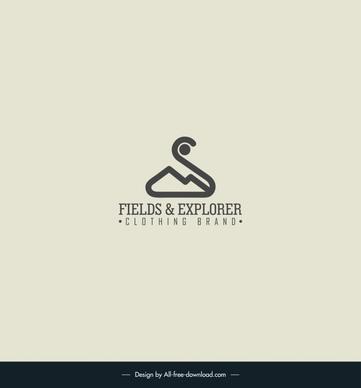 logo designed for my fields explorer clothing brand template flat classical mountain clothes hanger stylized text sketch
