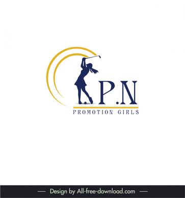 logo golf cpn promotion girls template dynamic silhouette lady golfer sketch