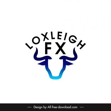logo loxleigh fx logotype symmetrical bull head texts outline