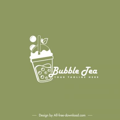 logo milk tea template flat classic cup straw texts outline 