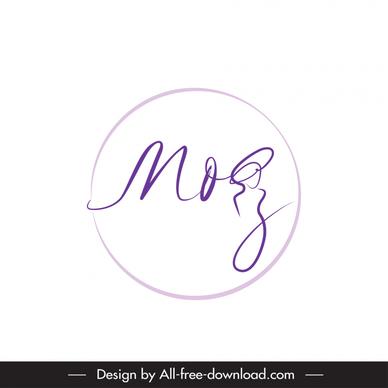 logo mog signature template flat handdrawn stylized text circle lady icon sketch