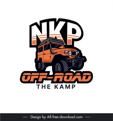 logo nkp the kamp off road template car texts flat classic sketch