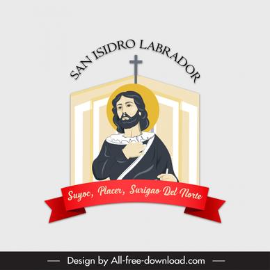logo of san isidro labrador template saint sketch ribbon holy cross decor