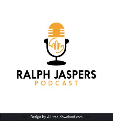 logo podcast ralph jaspers template flat symmetric microphone outline 