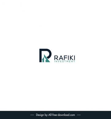 logo rafiki investment template flat stylized texts arrow sketch