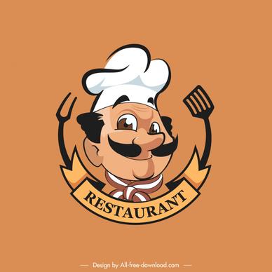 logo restaurant template cartoon cook ribbon kitchenwares
